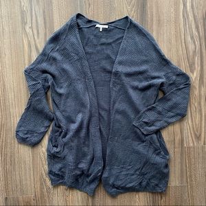 Oak + Fort Dark Grey Long Open Cardigan S Small